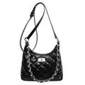 Schwarze gesteppte Kettentasche, elegante Umhängetasche mit Kette für Damen Mode. - Schwarz