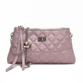 Sac bandoulière matelassé lavande avec fermoir argenté et chaîne métal réglable - Violet Taro