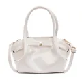 Detail of cream white tote bag featuring double round handles and gold buckle accents - Off White