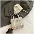 Silver sequin mini tote bag with wave texture and adjustable shoulder strap for women - Small Without Pendant Wave Pattern