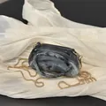 Elegant marble pattern acrylic evening clutch bag with gold chain strap accessory - Gray