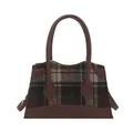 Klassische braune karierte Handtasche mit Doppelgriffen und abnehmbaren Schulterringen - Dunkelbraunes Karo (Stil 3)