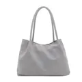 Light gray minimalist faux leather tote bag with long handles for daily office commute - Gray
