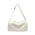 Large cream-white sports gym bag with adjustable shoulder strap and zip front pocket - White