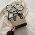 Chic beige bucket bag with black trim and diamond quilting for casual commute - Khaki