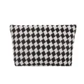 Chic houndstooth long wallet for women featuring a classic black and white woven pattern - Black