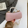 Rosa Glitzer Abendtasche mit goldenem Griff und funkelndem Kristallverschluss für Damen - Rosa