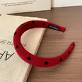 Retro red velvet headband with black polka dots and handmade interior label - Large Black Polka Dot (FG1365) / Large Black Polka Dot Red