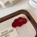 Cloud-shaped burgundy acetate hair clip with golden France Handmade lettering - Red