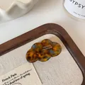 Cloud shaped acetate hair clip with tortoiseshell pattern and gold handmade lettering - Blue-Brown