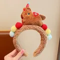 Diadema de felpa con poni marrón, decoración de corazón y pompones de colores - Estilo Caballo Pequeño Marrón