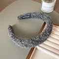 Serre-tête épais en maille gris chiné avec détail de l'étiquette faite main - Gris Bleu Avec Paillettes