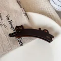 Fermaglio per capelli a banana gatto nero lucido in stile francese dorato - Clip Per Banana Per Gatto Marrone Scuro