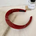 Handmade red plaid fabric headband with vintage texture for elegant high top hair styling - Red Yellow Striped
