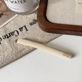 Elegant beige acetate long hair clip with France Handmade gold lettering detail - Milk White Barrette