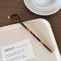 Handmade tortoise shell acetic acid hair pin with fan shape and pearl accent - Leopard Print
