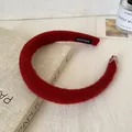 Elegant red plush headband with sponge filling and handmade label for festive New Year style - Thin Red Plush