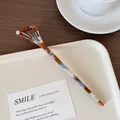 Handmade acetate hair pin in tortoiseshell pattern with white pearl for bun styling - Blue Brown