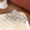 Wellenförmige Haarklammer mit Polka Dots und silbernem Glitzer aus Acryl-Finish - Welle Schwarz Punktemuster