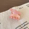 Roze acetaat vlinder haarklem met gouden France Handmade belettering voor vrouwen - Roze