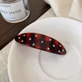 Haarklammer aus Acetat in Schildpatt-Optik mit Strasssteinen in einer Schale - Dunkelbraune Ovale Haarspange