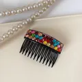 Elegant black hair comb featuring vibrant multi-color crystals for French style hairstyles - Multicolor Comb
