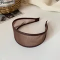 Cerchietto largo in rete marrone con tessuto traspirante per un'acconciatura elegante e chic - Marrone