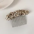 Floral fabric bow hair comb with 10-tooth metal fork for Korean style hair styling - Coffee Floral