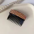 Elegant champagne crystal rhinestone hair comb with multi-tooth black base for women - Pink