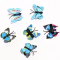 Set of six lifelike blue butterfly hair clips with realistic patterns and metal duckbill clips - Blue Series