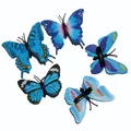 Detail showing a 5-piece set of blue butterfly hair clips with realistic patterns - Blue Series
