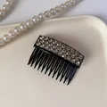 Elegante pettine per capelli nero con file di strass scintillanti per acconciature - Pettine A Diamante Grigio