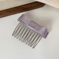 Elegante pettine per capelli in raso viola lavanda con denti in metallo per acconciature - Pettine per Capelli con Fiocco Viola a Doppio Strato