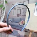 Light blue slim matte headband with non-slip teeth for secure hair styling - Gray