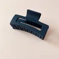 Large matte navy blue rectangular hollow hair claw clip with strong metal spring - Navy Blue