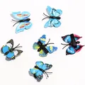 6-piece colorful butterfly hair clips set with vibrant patterns and metal duckbill clips - Blue Series