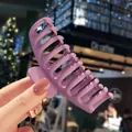 Matte light purple hair claw clip for bun hairstyles with large interlocking teeth - Purple
