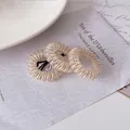 Set of two transparent spiral hair ties with embedded gold beads for women - Gold