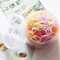 Élastiques à cheveux colorés sans couture en pot transparent pour filles - Boîte De Petite Taille Extra-épaisse Couleur Gelée (environ 800 Pièces)