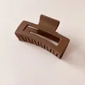 Matte dark brown geometric square hair claw clip with frosted resin finish for women - Brown