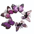 Set of five realistic purple and pink butterfly hair clips with black duckbill grip - Purple Series