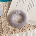 Plush faux fur scrunchie in light purple, soft elastic hair tie for everyday styling - Light Gray