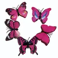 Set of 5 pink and purple butterfly hair clips with realistic patterns and metal grips - Rose Series