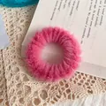 Plush pink faux fur hair scrunchie with soft fluffy texture for women hair accessories - Rose Red