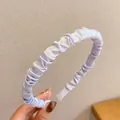 Chic lilac satin pleated headband for women in a minimalist Korean style hair accessory - Creamy Blue