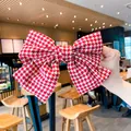 Pinza para el pelo con lazo grande en pata de gallo rojo y blanco estilo vintage - Pata de Gallo Rojo