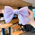 Lazo para el pelo grande lila iridiscente con un acabado satinado brillante - Violeta Claro