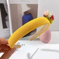 Cerchietto sottile giallo brillante in spugna con tessuto per uno stile estivo sobrio - Giallo Zenzero