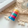 Jar of high-elastic seamless candy colored hair ties for women and girls - Red and Blue