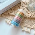 Morandi color seamless hair ties set in a transparent cylinder storage container - Multicolor